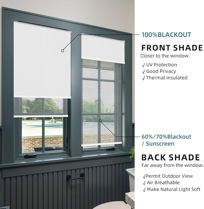 SmartWings Motorized Dual Blinds with Remote, Custom Automatic 100% Blackout Roller Shade Compatible with Alexa/Homekit/Google, Electric Smart Blinds for Indoor Windows, Large Size