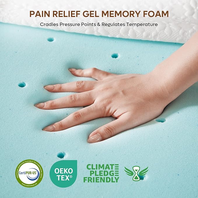 Bestier 3 Inch Gel Memory Foam Mattress Topper Twin XL Size - Cooling Bed Pad for Back Pain Relief, Pressure Dispersing Mattress Pad for Bedroom RV, College Dorm (38x80 Inch)