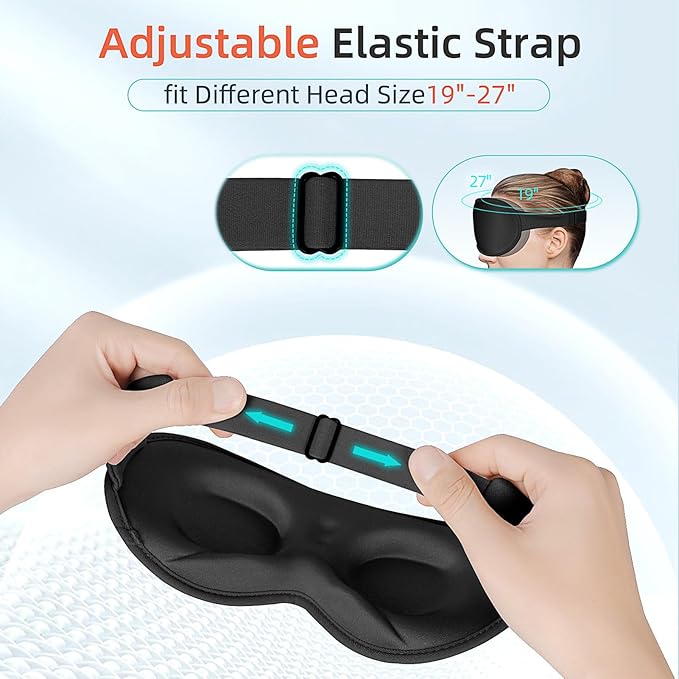 Side Sleeper Eye Mask, Sleep Mask for Men Women, Sleep Mask for Side Sleeper, Total Light Blocking, 3D Eye Masks for Sleep, Black