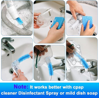 XANGNIER Cleaning Brush Kit for CPAP Mask,Standard 15mm-22mm Hose,Tube,Water Chamber,6.5 Ft Thick Hose Brush and Foldable Wash Basin for CPAP Machine Equipment Accessories Cleaner Supplies