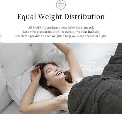 MOTRIP Adults Weighted Blanket 20 Pounds Queen Size, Cooling Blanket for Hot Sleepers, Machine Washable Soft Bed Blanket with Premium Glass Bead, 60''x80'' 20lbs Grey