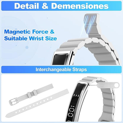 Smart Bracelet for Women Men, Health Activity Fitness Trackers, 24/7 Heart Rate, Blood Oxygen & Stress Monitor, 24H Sleep Tracker, Smart Wristband with Free APP 2 Bands, Grey