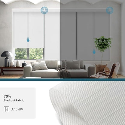 Motorized Shades Work with HomeKit Over Thread,70% Blackout Light Filtering Blinds for Window, Smart Shades with Remote, APP/Voice Control,Custom up110''Wx148''H,Classic White
