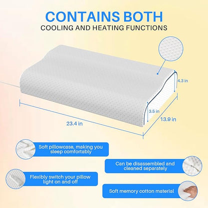 Hopihe Smart Sunrise Alarm Clock Pillow Sound Machine for Sleep with Bluetooth Speaker & Sunset Simulation, Cervical Pillow with White Noise Machine,Wake-Up Light for Sleep Bedroom Home Decor