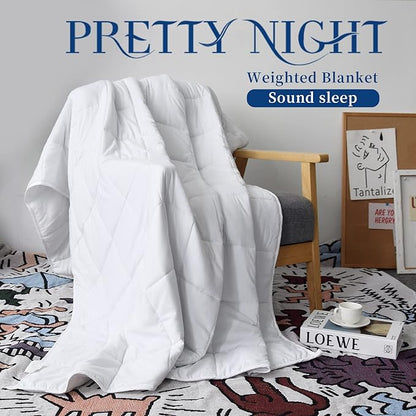Weighted Blanket 12lbs Twin Size White 48"x72" Weighted Blankets for Adults Heavy Blanket are Comfortable and Cozy