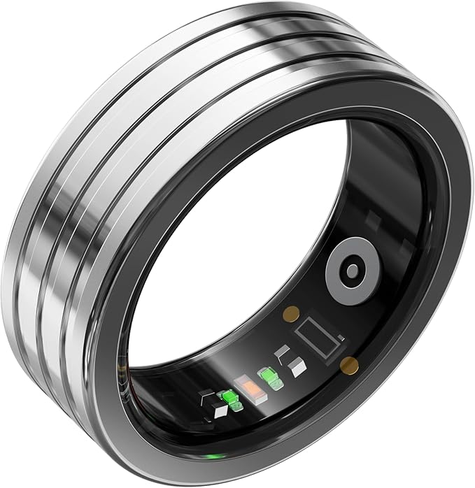 3Plus Loop - Smart Ring - Titanium - No App Subscription - Meditation Coach - Sleep Tracking - Heart Rate - Fitness w/Assisted GPS - Swim 5ATM - Up to 4 Days of Battery Life (Silver, US 9)