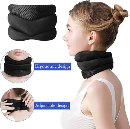 VitaVix Neck Support, Anti-Forward Tilt Neck Traction Device for Neck, Ergonomic Neck Pain Relief Collar for Snoring, Fuyobiz Adjustable Soft Foam Support (Medium Size)