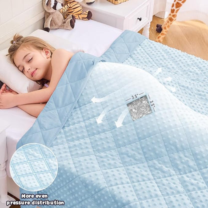 yescool Weighted Blanket 5 Pounds, Blanket Gifts for Boys and Girls, Small Weighted Throw Blankets Washable Heavy Blankets, Winter Weighted Comforter for 40-70lbs, 36 * 48in, Light Blue