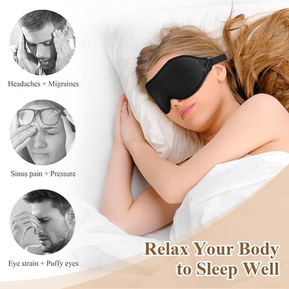 FlyCoco Sleep Mask - 3D Contoured Cup, 99% Black Out, Soft Breathable Lightweight Fluted Design with Adjustable Strap, Eye Cover for Yoga Traveling