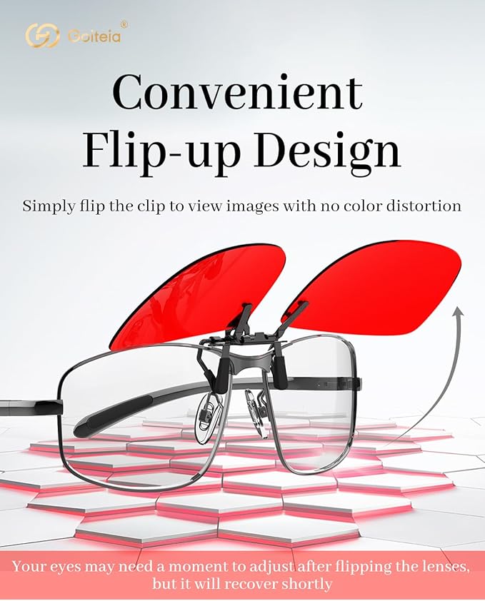 Goiteia Red Clip on Blue Light Blocking Glasses for Sleep-Block Blue & Green Light-Fast and Sound Sleep/Relieve Eye Strain