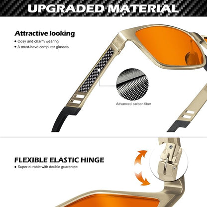 ANYLUV Gaming Glasses for Men Anti Blue Light Computer Glasses Rectangle Al-Mg Metal UV400 Mens Blue Light Filter Eyeglasses