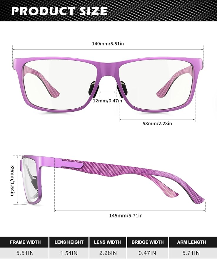 ANYLUV Blue Light Blocking Glasses Men Computer Gaming Glasses Lightweight Al-Mg Metal Anti Eyestrain Eye Protection