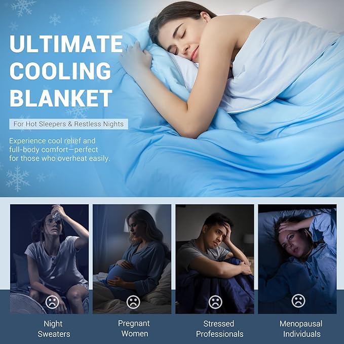 Elegear Cooling Comforter Queen Size Absorb Body Heat to Keep Cool, Double-Sided Cooling Blanket for Hot Sleeper Arc-Chill Cool Fabric Q-Max>0.5, Lightweight Summer Comforter Ice Blanket,Gradient Blue