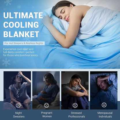 Elegear Cooling Comforter King Size Absorbs Body Heat to Keep Cool, Double-Sided Cooling Blanket for Hot Sleeper Arc-Chill Cool Fabric Q-Max>0.5, Lightweight Summer Comforter Ice Blanket,Gradient Blue