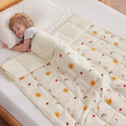 anfie Weighted Blanket Kids(40"x60" 10lbs) Weighted Blanket Cooling Blanket for Sleeping,Throw Size Breathable Blanket with Premium Glass Bead(Beige Sun)