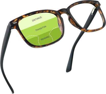YEIN Progressive Multifocus Reading Glasses, Spring Hinge Blue Light Blocking Glasses for Women Men, No Line Multifocal Readers with Clear Lenses (+0.50/+2.75 magnification)