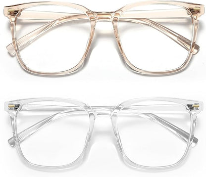 Oversized Square Blue Light Blocking Glasses for Women Men, Anti-Fatigue Computer Monitor Glasses Reduce Eye Strain