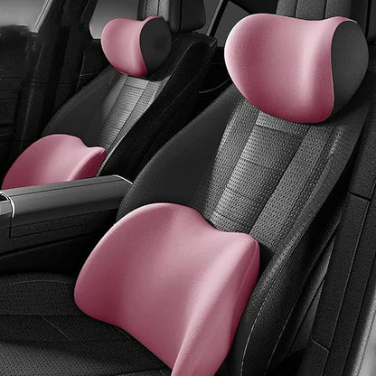 Car Headrest & Lumbar Support Cushion For Subaru XV/Subaru Crosstrek (GT) 2.Gen 2018-2024, Ergonomic Memory Foam Head Rest and Lumbar Pillow Set Breathable Comfortable for Neck Back Pain Relief