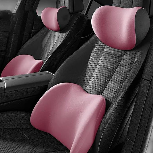Car Headrest & Lumbar Support Cushion For Subaru XV/Subaru Crosstrek (GT) 2.Gen 2018-2024, Ergonomic Memory Foam Head Rest and Lumbar Pillow Set Breathable Comfortable for Neck Back Pain Relief