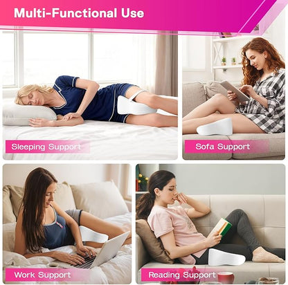 Memory Foam Leg Pillow for Side Sleepers - Relax from Sciatica, Back, HIPS, Knees, and Joints - Removable and Washable Cover - Perfect for Pregnancy and Nursing (White-Extra Soft)