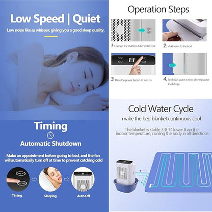 Bedroom Fans and Cooling Mat for Human Air Conditioning Quiet Bedroom Timing Electric Bed Blanket Water Cooler Pad Sleeping System Mattress, Single 160*70CM