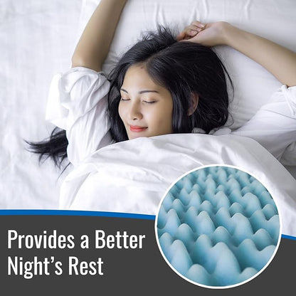 DMI Foam Mattress Topper, Egg Crate Foam Pad, Mattress Pad And Bed Topper For Support, Air Circulation, Pressure Relief And Weight Distribution, Queen Size Mattress, 56 x 78 x 2