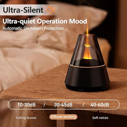 Flame Essential Oil Diffuser, Upgrade 7 Colour Lights Aromatherapy Diffuser, Oil Diffuser, Air Humidifier, Aroma Diffusers for Home, Bedroom, Office, Yoga, Timer & Waterless Auto Off