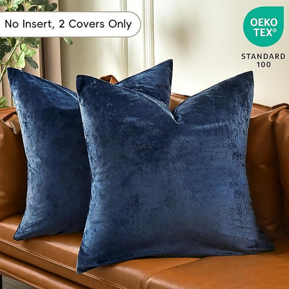 PHF Truly Velvet Euro Sham, 26"x 26",No Insert, 2 Pack Color Gradient Euro Throw Pillow Covers, Ultra Soft Cozy Pillow Covers for Luxurious Home Decorative, No Shedding, No Pilling, Navy Blue