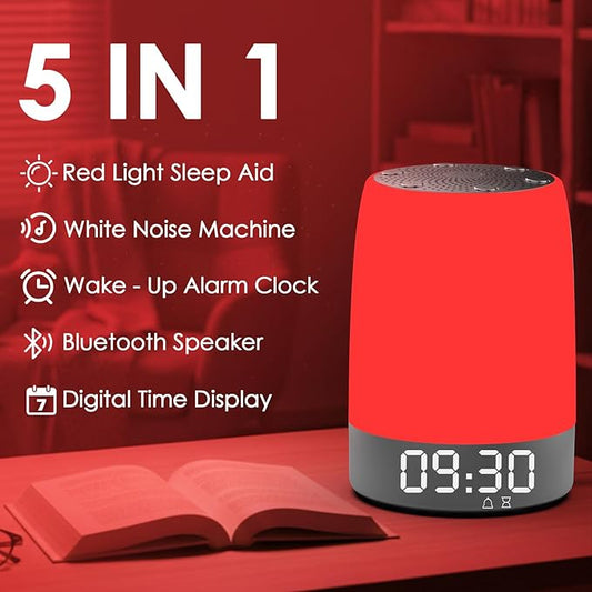 Red Light Therapy Sleep Device with 5-Level Red Light Therapy (620–690nm), 32 White Noise, Smart App Control, Night Light to Support Deep Relaxation and Improve Sleeping for Adult & Kid