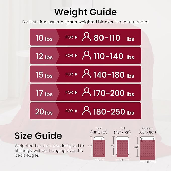 Drewin Weighted Blanket Queen Size 20 lbs, Cozy Sherpa Weighted Blankets with Jacquard Pattern, Super Fluffy Thick Bed Blanket with Ceramic Beads for Sleep Natural and Calming, 60 x 80 inches, Red