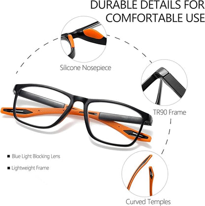 Reading Glasses for Men Sporty Design TR90 Blue Light Blocking Reader Comfortable and Flexible Lightweight +2.25