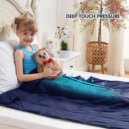 yescool Navy Weighted Blanket 10 Pounds Twin Cooling Weighted Lap Blanket, Heavy Blanket for Sleeping, Weighted Throw Blanket Gift for 80-110lbs, 40" x60