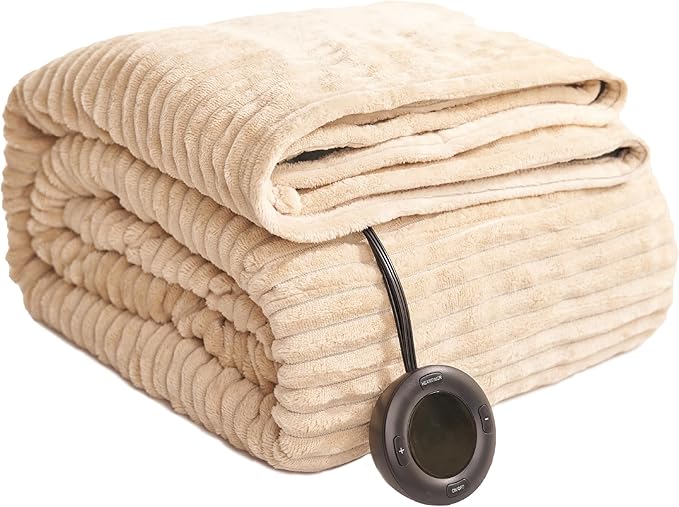 Heated Blanket Full Size 72"x84",ETL Certification- 6 Heating Levels Electric Blanket&1-10 Hour Auto Off,Heating Blanket with Dual Controller(Beige)