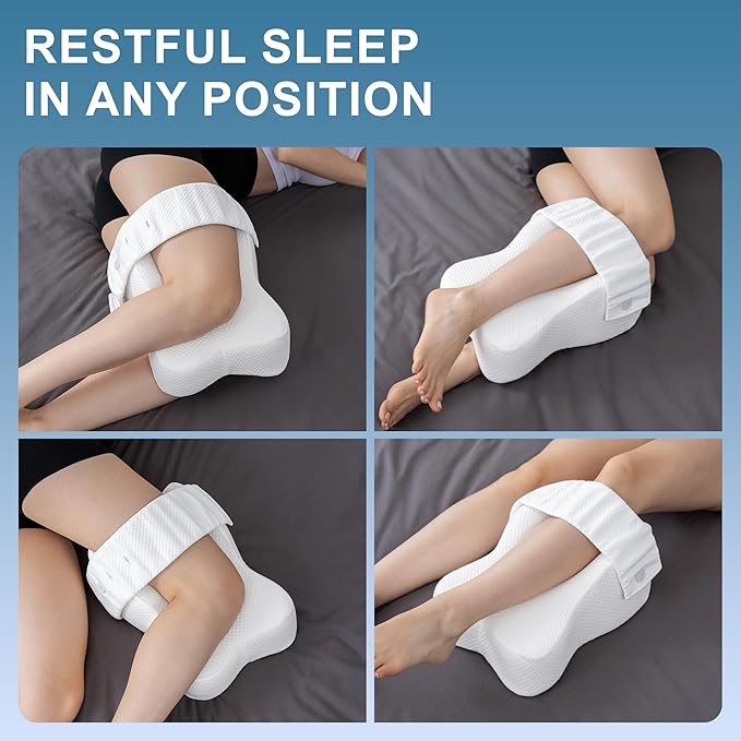 Knee Pillow for Side Sleepers,Leg Pillows for Sciatica,Knees,HIPS,Joints Between Legs,Back Pain Relief When Side Sleeping Spine Alignment Support for Knee Surgery Recovery,Removable Strap