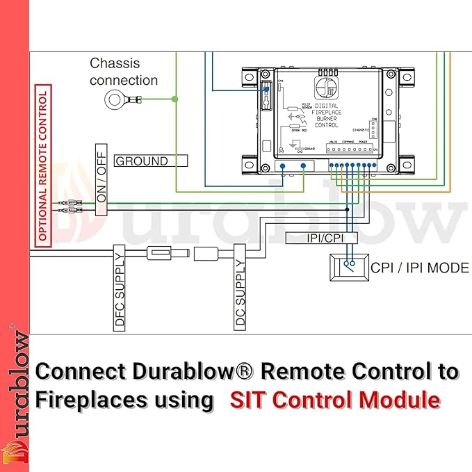 Durablow TS1003 On/Off Gas Fireplace Remote Control Kit + Thermostat + Timer with LCD Screen for Modulating Variable Flame Servo Motor Gas Valves, Replaces Wall Switch | Thermostat Control Module