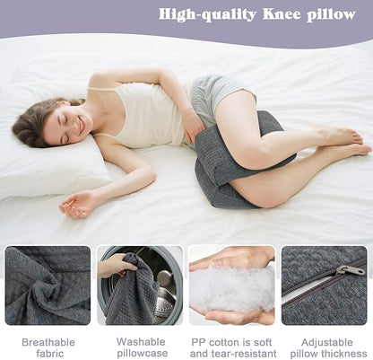 Knee Pillow for Side Sleepers, Leg and Ankle Support Pillow for Hip Pain Smooth Spine Alignment for Better Sleep, Ideal Pillows for Side Sleeping Knee and Back Pain Relief, Dark Gray