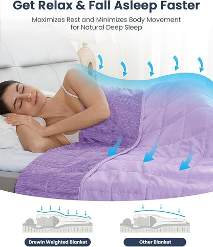 Drewin Weighted Blanket Twin Size 15 lbs, Soft Cozy Microfiber Weighted Blanket for All Season, Dual Sided Cooling Blanket for Night Sweats, Premium Ceramic Beads, 48 x 72 inches, Purple