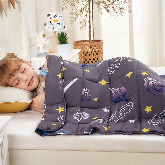 yescool Star Weighted Blanket 3 Pounds Cooling Weighted Lap Blanket, Galaxy Moon Heavy Blanket for Sleeping, Weighted Throw Blanket Gift for 20-40lbs, 36"x48"