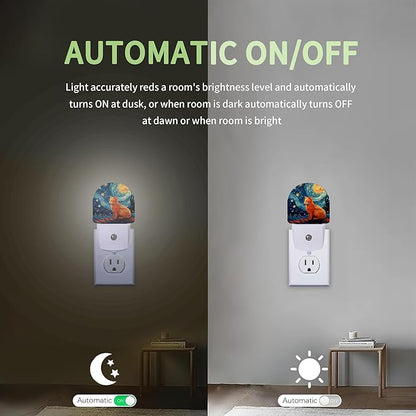 Starry Night Cat Night Light, Night Light Plug into Wall with Dusk to Dawn Sensor, LED Lamp Energy Saving Lights for Men Women Boys Girls,Lamp for Bedroom Bathroom Hallway