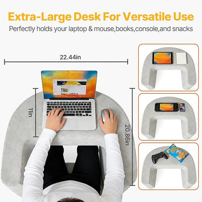 Sweetcrispy Reading Pillow for Gaming, Extra Large Laptop Pillow for Adult, Memory Foam Lap Desk Gaming Pillow for Reading, Working, Playing Games Grey
