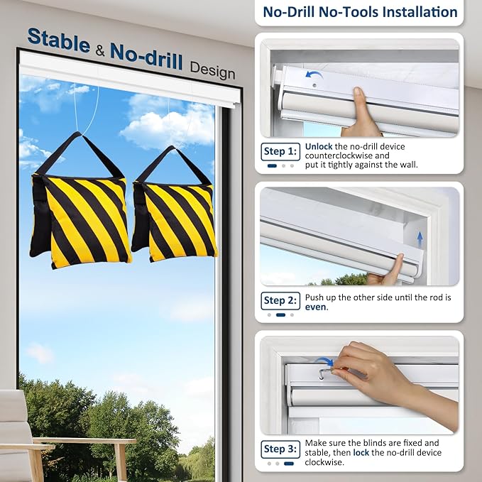 Smart Motorized Blinds with Remote, Cordless No-Drill Automatic Roller Shades, Blackout Electric Blind for Windows, Grey, 48 x 72