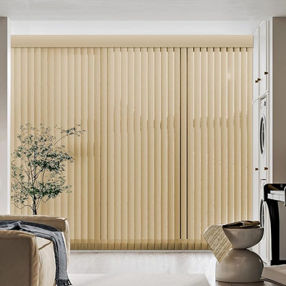 Cordless Vertical Blinds Window Blind, Blackout Fabric Vertical Blind, Energy Saving UV Protection Noise Reduce Vertical Blinds for Sliding Glass Doors, Patio Doors, Pure Stone
