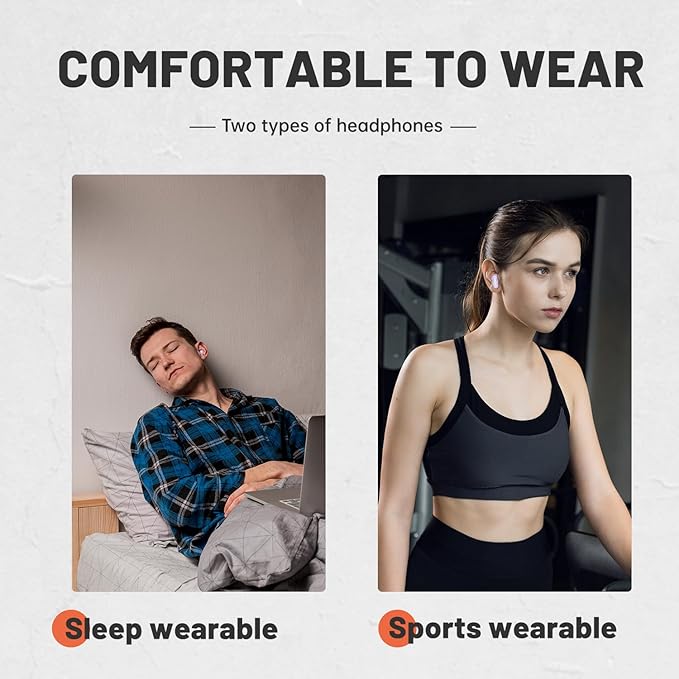 Wireless Bluetooth Headset，Tiny Size Invisible Earbuds，Sleep and Sports Earphones Set, 2 Pairs, Mini and Short Handle Design，for Work Sport Sleeping ﻿ ﻿ (Black)