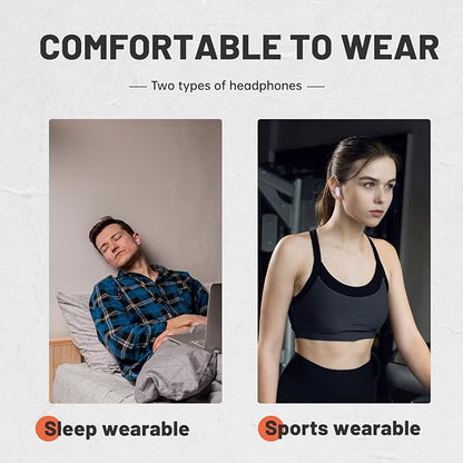 Wireless Bluetooth Headset，Tiny Size Invisible Earbuds，Sleep and Sports Earphones Set, 2 Pairs, Mini and Short Handle Design，for Work Sport Sleeping ﻿ ﻿ (Khaki)