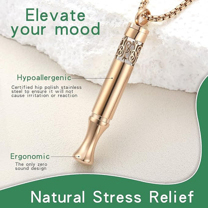 Anxiety Relief Pendant Mindfulness Breathing Necklace - Essential Oil Diffuser & Personal Inhaler Aromatherapy Necklaces for Women & Men (Rose Gold)