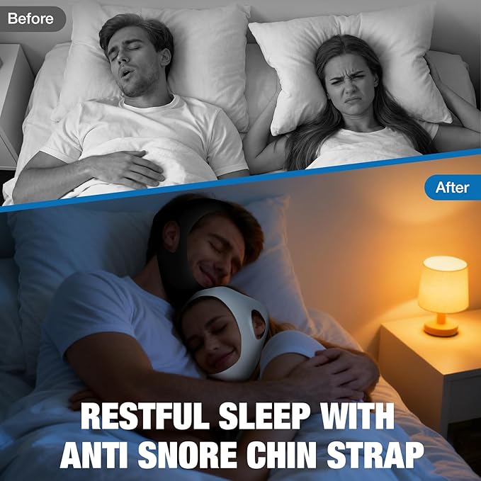 Chin Strap for Snoring (2-Pack), Anti Snoring Chin Straps for Men & Women, Adjustable Anti Snore Chin Strap to Keep Mouth Closed, Mouth Breathing Prevention, Effective Snoring Solution for Sleeping