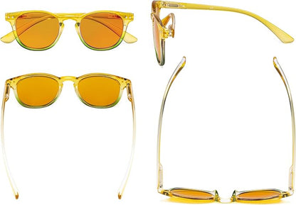 Eyekepper Ladies Blue Light Blocking Reading Glasses with Orange Tinted Filter Lens - Night Sleep Computer Readers Women - Yellow-Green Frame +2.25