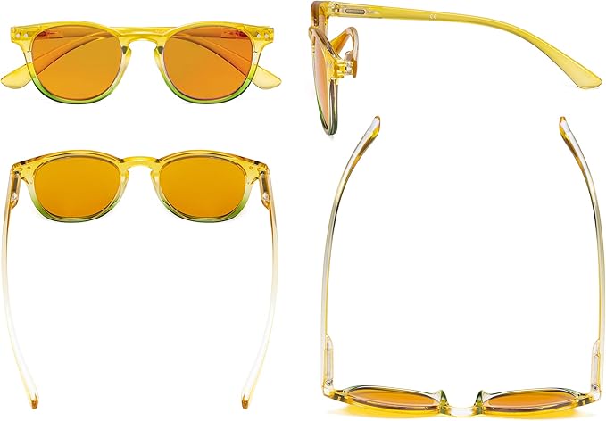 Eyekepper Ladies Blue Light Blocking Reading Glasses with Orange Tinted Filter Lens - Night Sleep Computer Readers Women - Yellow-Green Frame +1.50