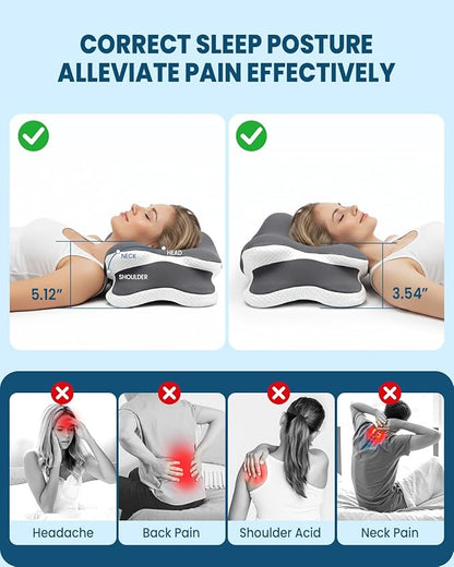 Cooling Pillow for Neck Support, Adjustable Cervical Pillow Cozy Sleeping, Odorless Ergonomic Contour Memory Foam Pillows, Orthopedic Bed Pillow for Side Back Stomach Sleeper