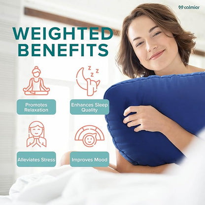 Calmier - 12 lb Sensory Weighted Pillow - Glass Bead Filled Hug Pillow - Ultra Plush Cozy Weight Sensory Pillows for Adults and Kids - Weighted Lap Pad (Blue- Minky, 12 LBS)